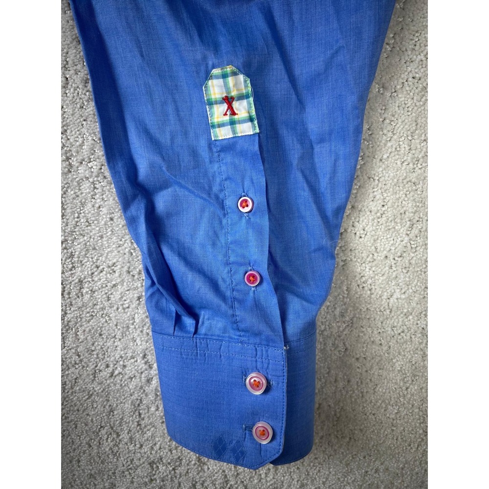 Robert Graham Shirt Mens XL Blue Flip Cuff Contrast Long Sleeve Button Up Cotton - Picture 9 of 16